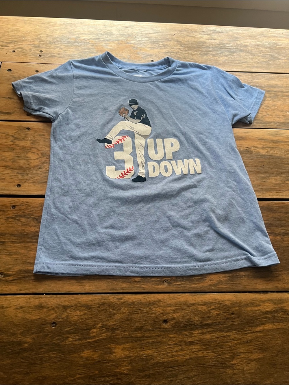 Light Blue Boys' Baseball Graphic Tee - 3 Up 3 Down